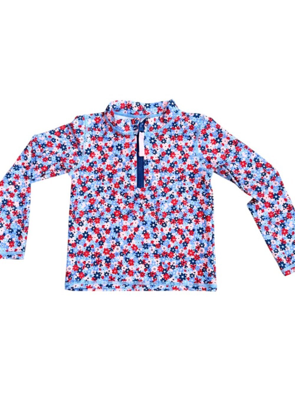 RuffleButts Toddler Girls Rash Guard Swim Shirt - Long Sleeve Floral Swim Top, S